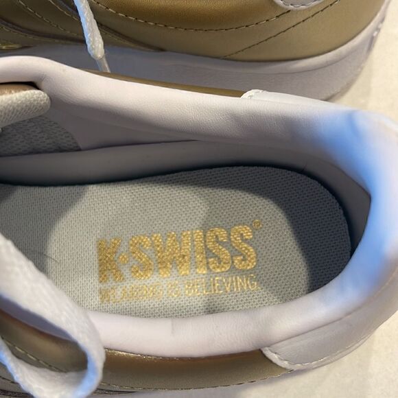 K-Swiss women’s size 10, gold white sneakers excellent condition, super fun. - Picture 6 of 8